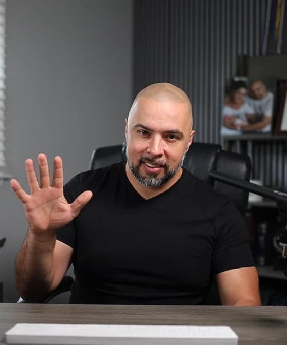 James Viola, founder of Seven Figure SMP, at his desk